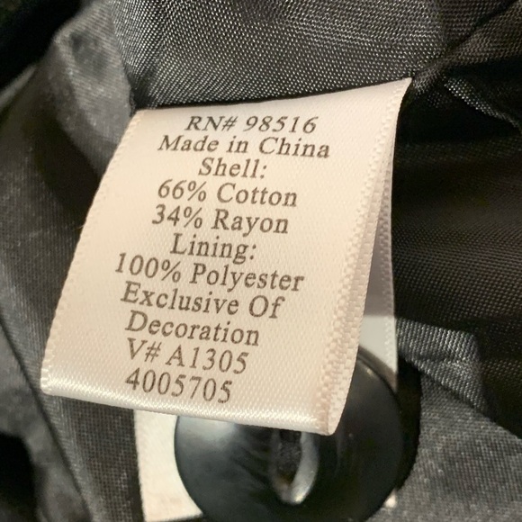 Women’s size 16 ColdWater creek black velvet Nehru collar jacket hidden buttons - Picture 11 of 12